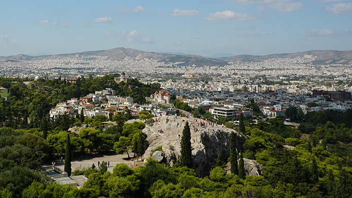 Der Areopag von der Akropolis aus gesehen