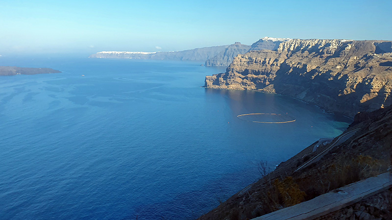 Lage des Wracks der Sea Diamond in der Caldera von Santorin