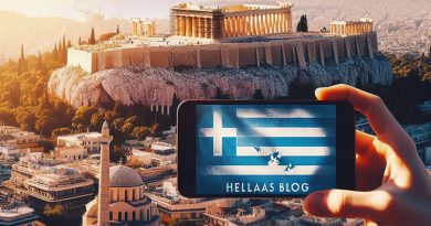 Von einer KI erstellt: Bild von Athen mit Logo des Hellas Blog
