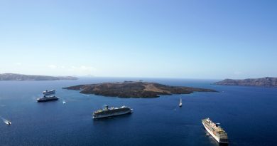 Kreuzfahrtschiffe in der Caldera von Santorin