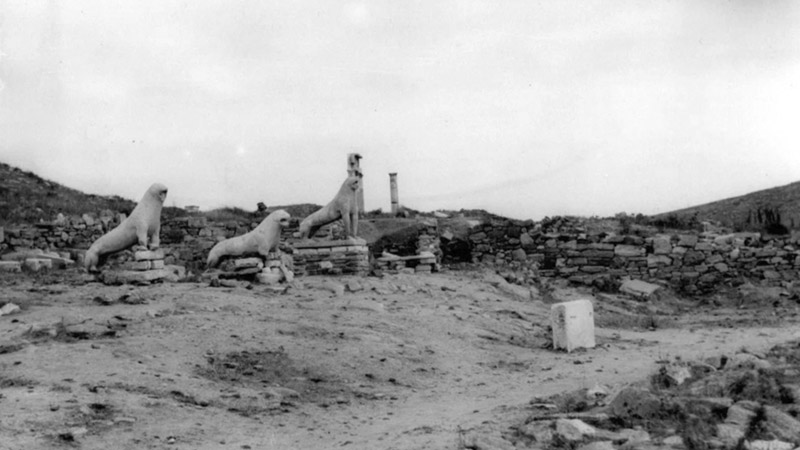 Die Terrasse der Löwen auf Delos in den 1930er Jahren