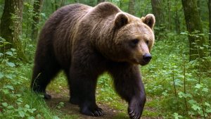 Ein Bär streift durch die Wälder bei Kastoria