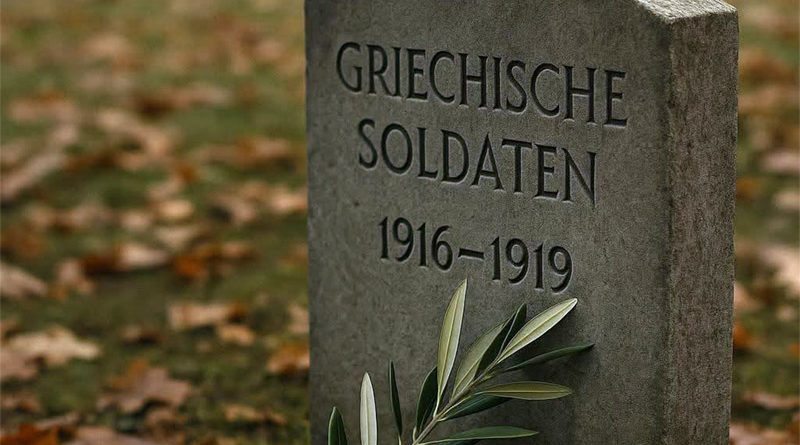 Grabstein für verstorbene griechische Soldaten