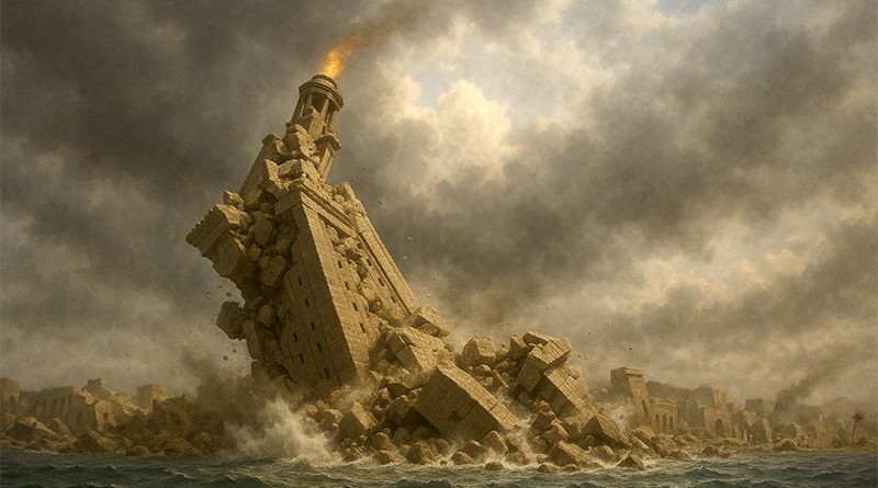 Zerstörung des Leuchtturms von Alexandria durch ein Erdbeben