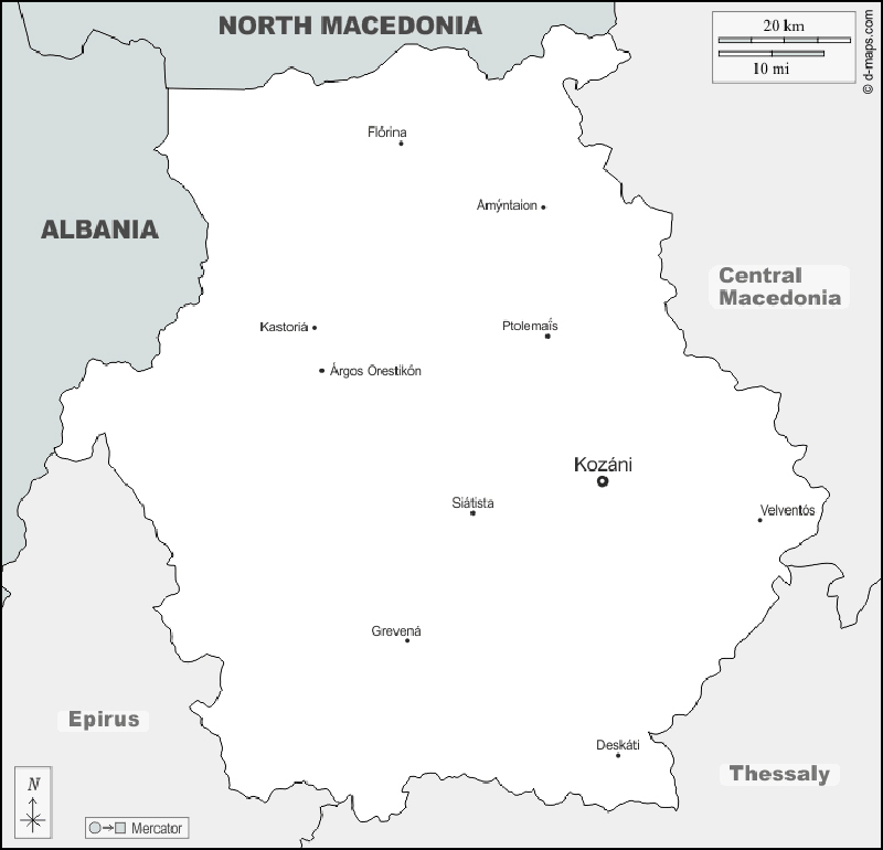 Karte der Region Westmakedonien