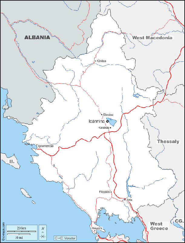 Karte der Region Epirus Karte der Region Epirus