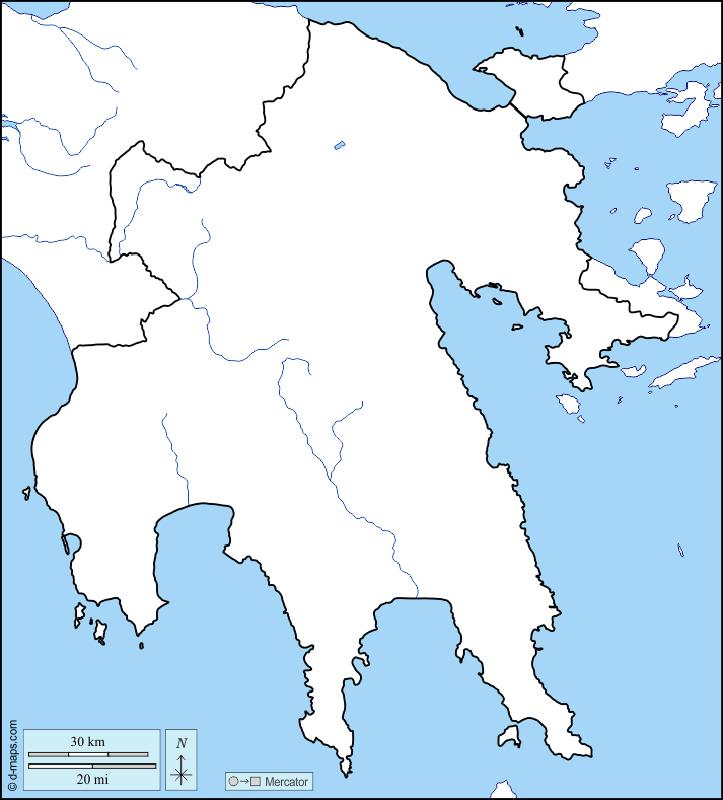 Karte der Region Peloponnes