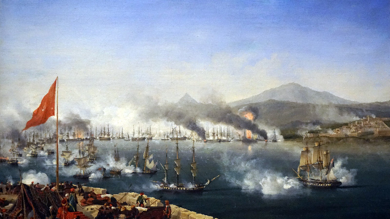 Gemälde der Seeschlacht bei Navarino