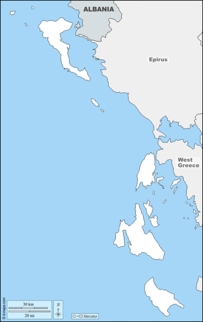 Karte der Region Ionische Inseln (Ιόνια Νησιά) Karte der Region Ionische Inseln (Ιόνια Νησιά)