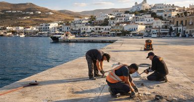 Arbeiten im Hafen von Gavrio