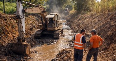 Erdarbeiten zum Hochwasserschutz