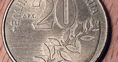Vorderseite der 20 Drachmen Münze aus dem Jahr 2000