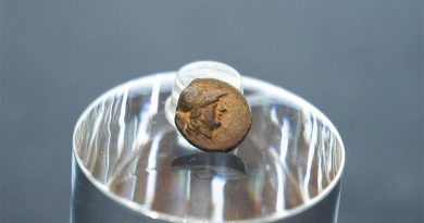 Präsentation der antiken griechischen Münze im PETRI Berlin.