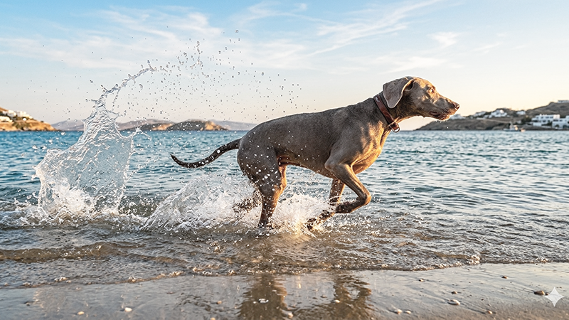 Hund läuft am Strand Hund läuft am Strand