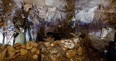 Diorama im Kriegsmuseum Athen mit Szene der Kämpfe in Epirus