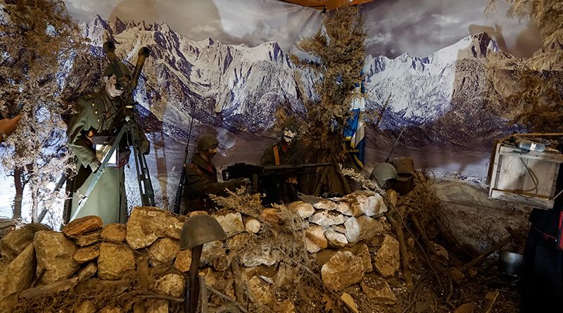 Diorama im Kriegsmuseum Athen mit Szene der Kämpfe in Epirus