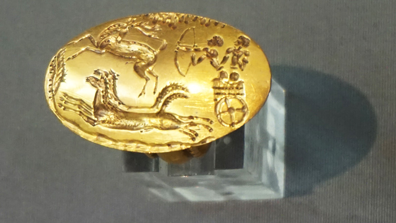 Siegelring aus Gold mit Jagdszene