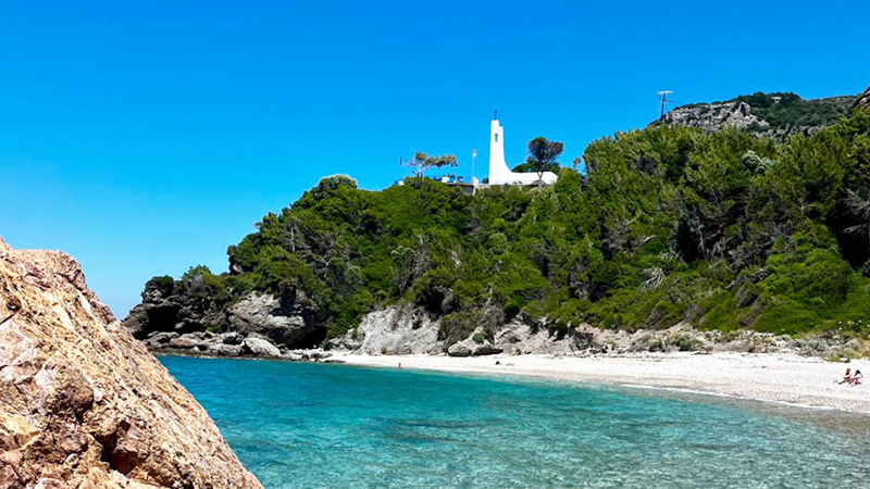 Potami Beach mit Blick auf Agios Nikolaos